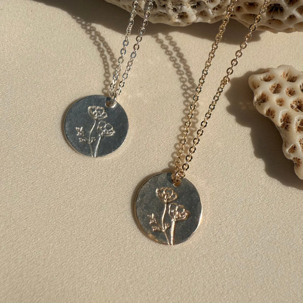CALIFORNIA POPPY DISC NECKLACE