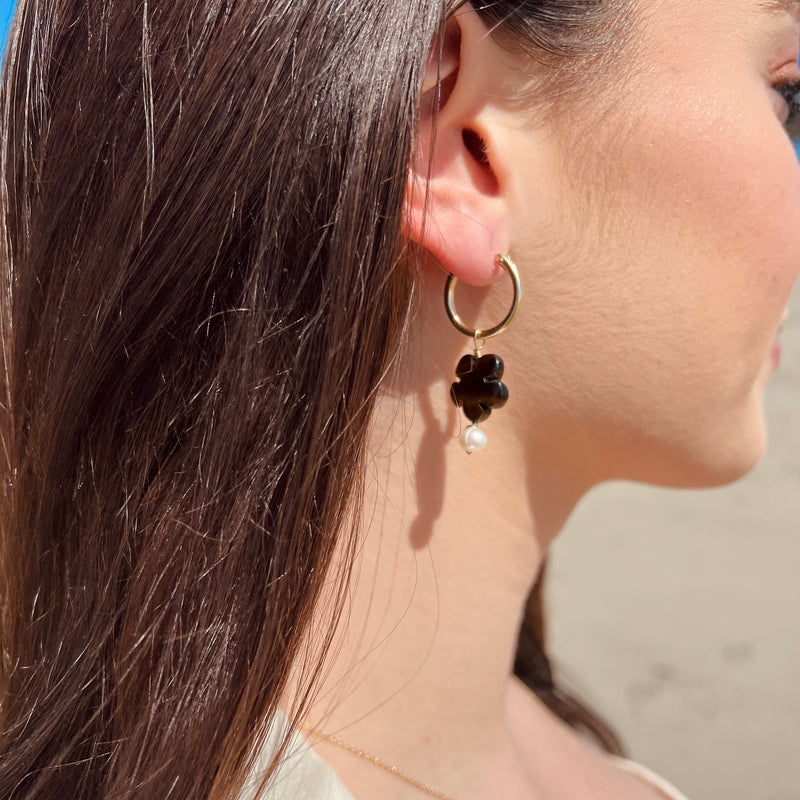FOX FLOWER HOOP EARRINGS